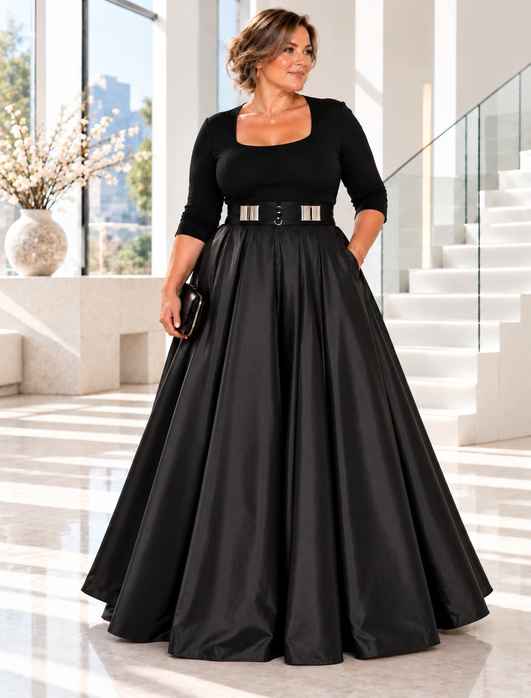 Dlouhá společenská sukně BOROS SK-L-BLACK 05